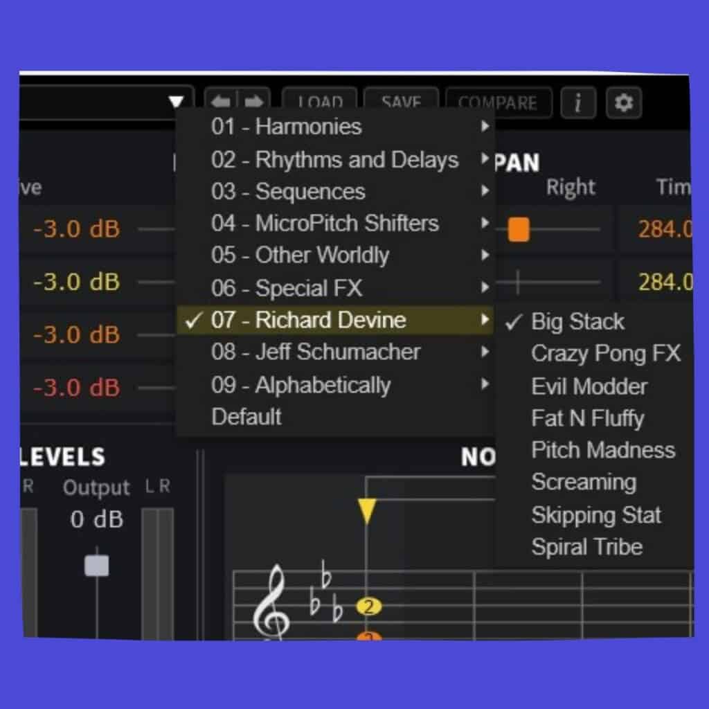 Quadravox 1 List of presets available in Quadravox.